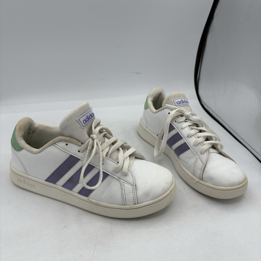 Adidas Shoes Girls‎ Size 3 Youth Kids GX5775 Grand Court White Purple Sneakers